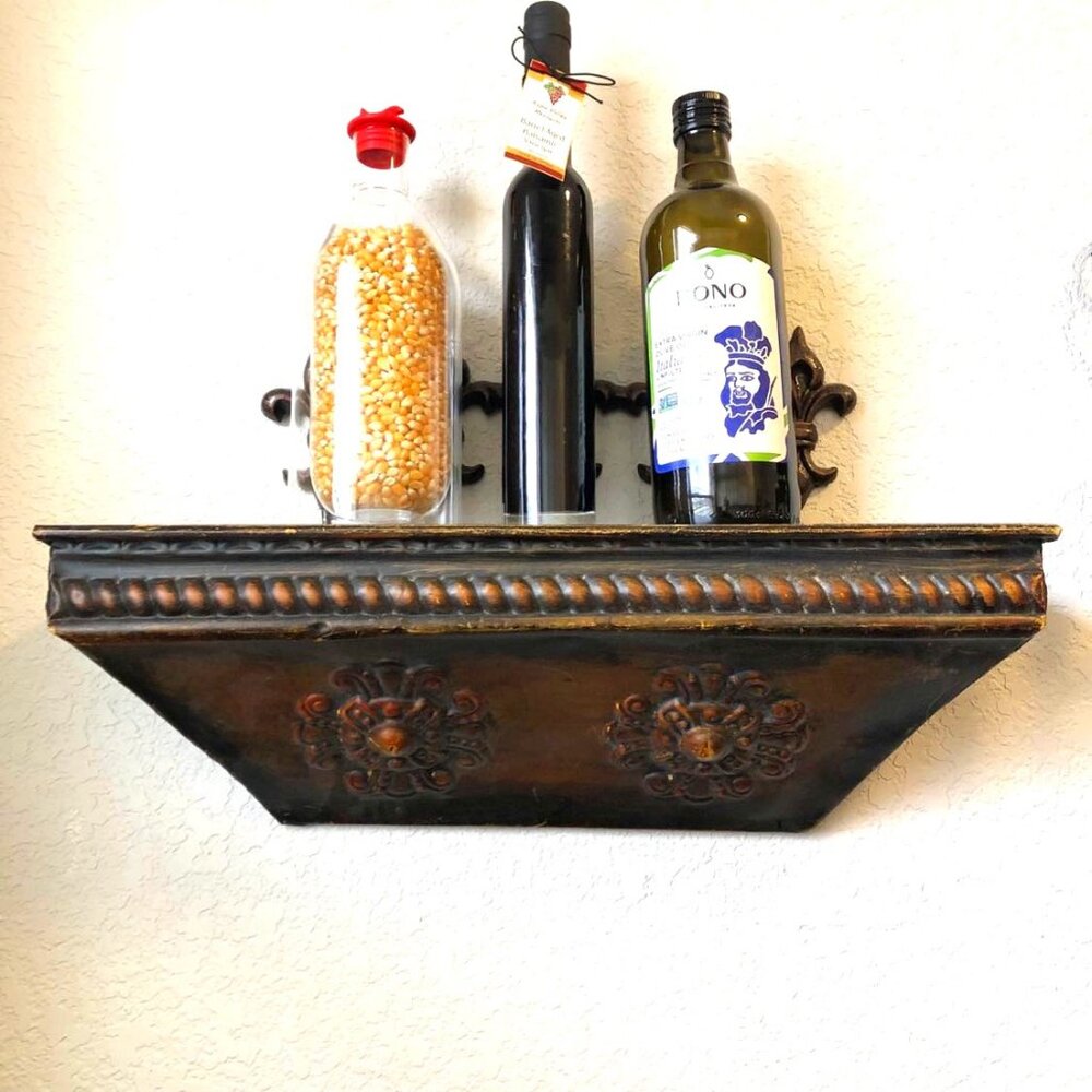 NWT CBK Ltd Decorative Tuscan Bronze Metal Wall Sconce Shelf 21"L